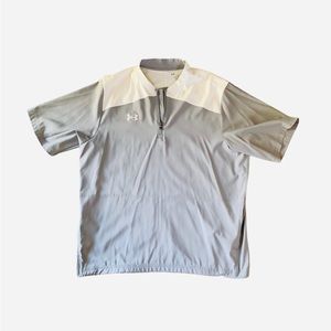 Under Armour Mens Storm1 Loose Fit 1/4 Zip Short Sleeve Shirt Large Gray/Wht
